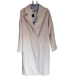 S·DEER Beige Long Coat 2XL NWT Minimalist Tailored Outerwear